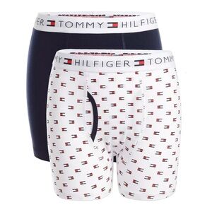 New Tommy Hilfiger Boy's Flag 2-Piece Boxer Briefs - Bright White - Size Small